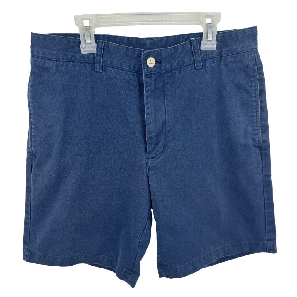 Vineyard Vines Mens 32 Club Short Navy Blue Cotton Chino Flat Front Shorts